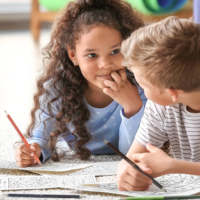 Arteza Kids Activity Book, Color by Numbers Coloring Book, 8.5 x 11 Inches, School Supplies for Ages 6 and Up, 50 Sheets, 12 Double-Ended Colored Pencils, Black Marker, Eraser, Sharpener-CubbioJoy