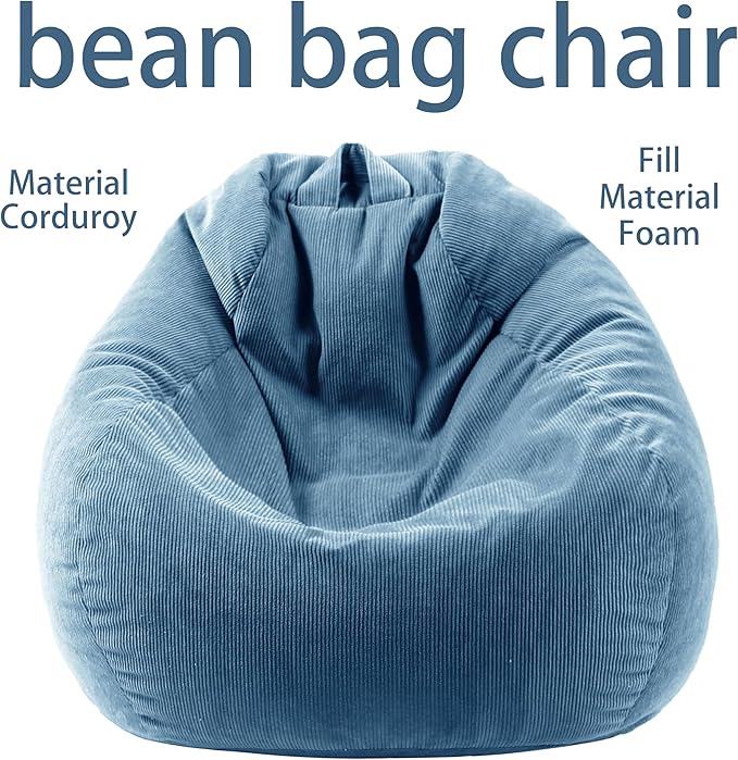Bean Bag Chairs for Kids Chair Round Sofa Memory Foam Filling Reading Gaming Sofa for Living Room Bedroom-CubbioJoy