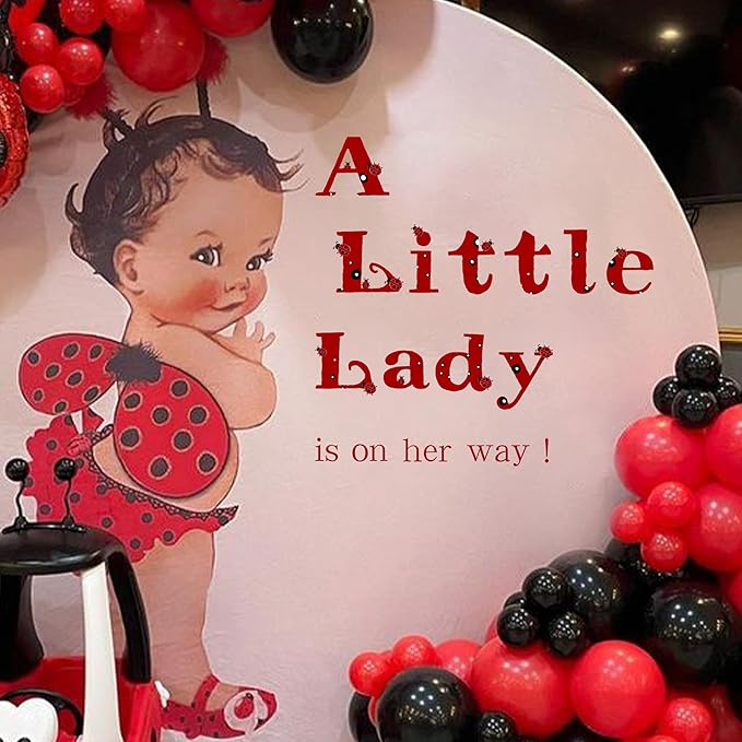 A Little Lady Is On Her Way Decal - Ladybug Party Decorations Supplies Wall Stickers, Girls Birthday/Baby Shower Party Decor Wall Decals, Balloon Arch Backdrop Decoration Ladybug Sign Stickers-CubbioJoy