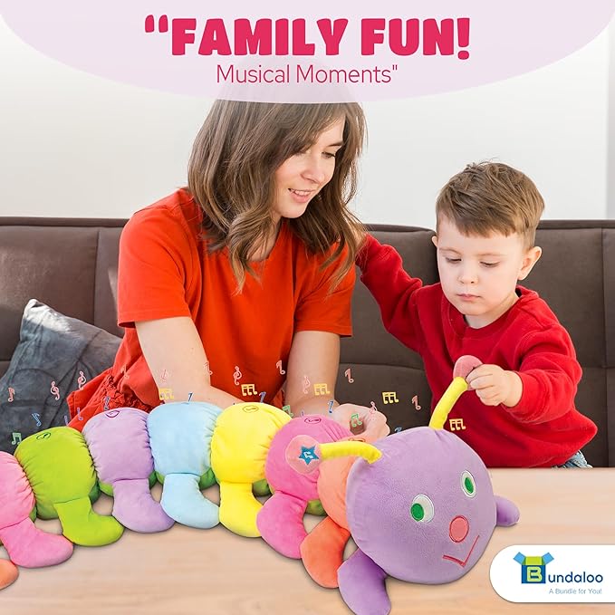 Bundaloo Jumbo Musical Caterpillar Plush Toy - Plays Fun Songs and 8 Musical Key Notes | for Children & Toddlers-CubbioJoy