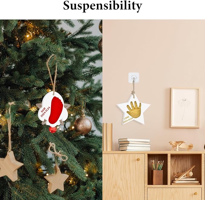 Baby Handprint Footprint Keepsake Ornament Kit, Personalized Baby Foot Printing Kit for Newborn Clay Impression Handmade DIY Imagination to Create-CubbioJoy