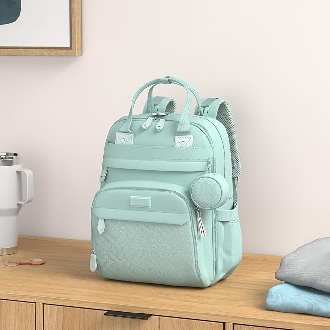 BabbleRoo Diaper Bag Backpack - Baby Essentials Travel Bag - Multi Function Waterproof Diaper Bag, Travel Essentials Baby Bag with Changing Pad, Stroller Straps & Pacifier Case – Unisex, Sage Green-CubbioJoy