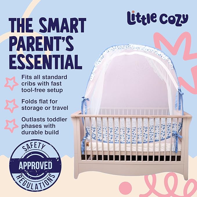 Crib Tent to Keep Baby from Climbing Out – Pop Up Crib Net Canopy with Strong Breathable Mesh, Double Auto-Lock Zippers & Durable Frame – Easy Install Baby Safety Cover for Standard Cribs-CubbioJoy