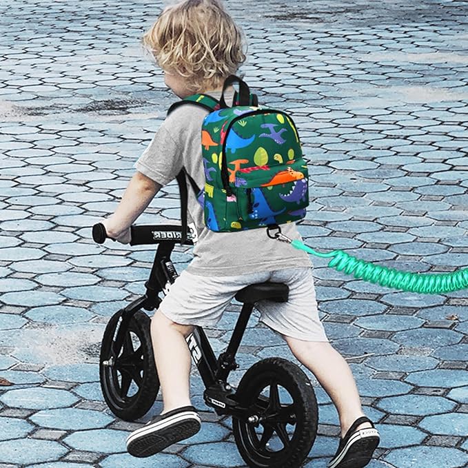 Accmor Toddler Backpack Leash, Cute Baby Backpacks with Anti Lost Wrist Link, Mini Kids Backpack Harness Leash for Outdoor Travel, Adorable Dinosaur Backpack Tether Walking Harness for Boys 1-3-CubbioJoy