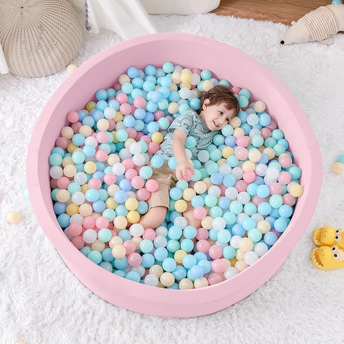 47.2"x 13.8" Foam Ball Pit, Large Ball Pits for Toddlers, Soft Round Playpen Ball Pool for Kids, Ideal Gift for Child Indoor and Outdoor Game, Pink(Balls not Included)-CubbioJoy