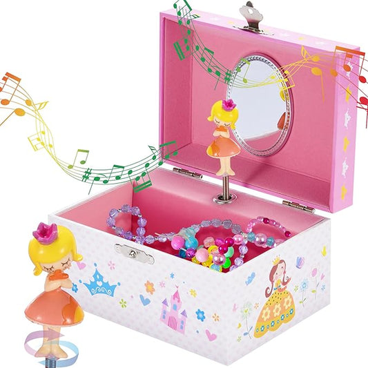 Jewelkeeper Jewelry Box for Girls - Toddler Jewlery Box - Girls Jewelry Box 6-8 - Blonde Princess Musical Jewelry Boxes, The Beautiful Dreamer Tune and Spinning Doll-CubbioJoy