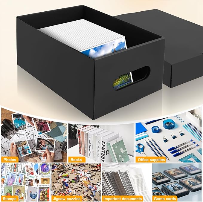 10PCS Photo Storage Box for 4"x6" Photos,10.2“ x 6.5“ x 4.7“ Picture Box Store and Protect Pictures,Documents Black-CubbioJoy