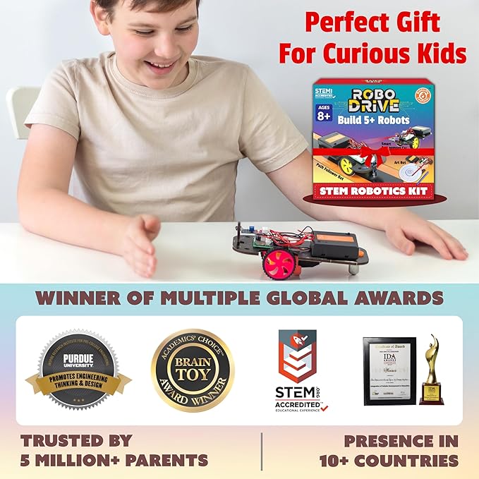 Butterfly EduFields 5in1 STEM Robotics kit | Robot Toys for Kids Ages 8 9 10 11 12 Years Old Boys Girls | Electronics Sensor Modules | No Coding Required | Birthday Gift for Kids Ages 8+-CubbioJoy