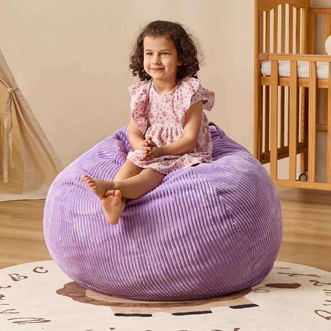 Bean Bag Chairs Teardrop Bean Bag Chair Beanbag Chair with Memory Foam Filled Machine Washable Cover for Living Room, Bedroom (Small,Purple)-CubbioJoy