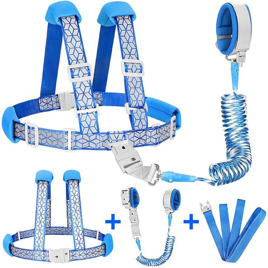 Accmor 3 in1 Toddler Harness Leash, Reflective Kid Harness with Anti Lost Wrist Link, Harness Leash for Toddlers, Child Walking Harness Kids Leash Wristband Rope Belt with Lock for Baby Boys Girls-CubbioJoy