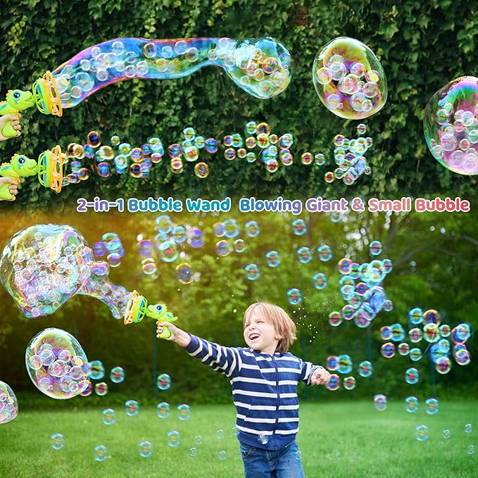 Bubble Gun Bubble Machine Dinosaur Bubble Blower Toy for Kids and Toddlers Bubble in Bubble Gun Party Favors Birthday Christmas Easter Gift for 3 4 5 6 7 8 9 Years Old Boys and Girls (Green)-CubbioJoy