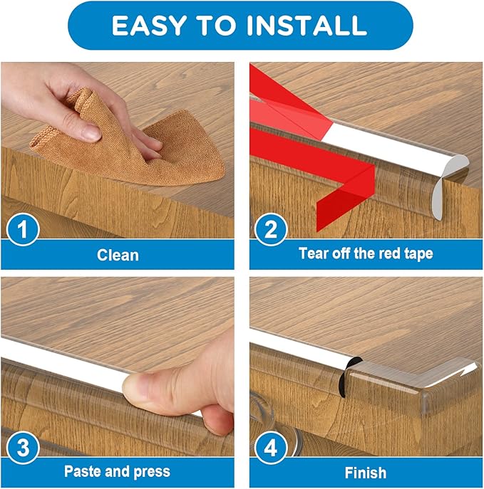 Corner Protectors Baby Proofing 9.9ft(3M) with 4 Corners,Corner Protector,Furniture Corner Guard & Edge Safety Bumpers, Soft Edge Protectors with Upgraded Pre-Taped Strong Adhesive-CubbioJoy