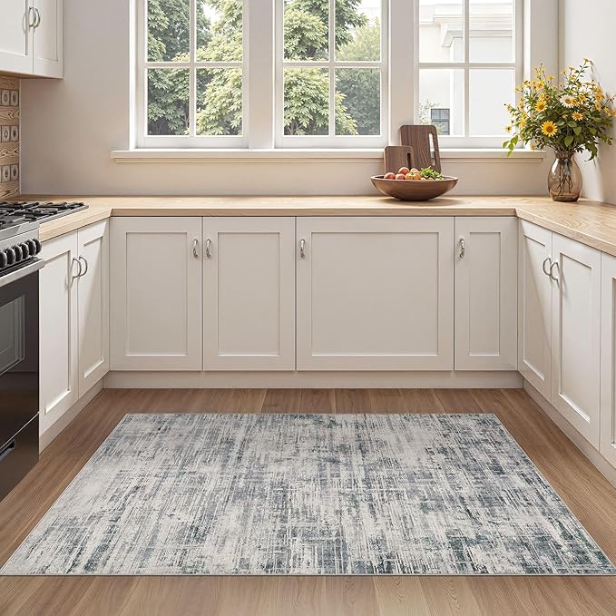 Area Rug for Living Room: 3x5 Washable Neutral Abstract Modern Soft Rugs Non Slip Indoor Floor Stain Resistant Carpet for Bedroom Dining Room Office Nursery - Gray-CubbioJoy