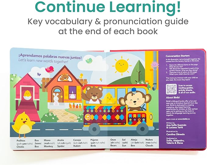 Binibi Spanish Musical Book for Babies & Toddlers 1-3 Los Pollitos Dicen & Other Nursery Rhymes | Spanish Learning for Kids | Bilingual Children's Book | Sound Book | Libro en español para bebés-CubbioJoy