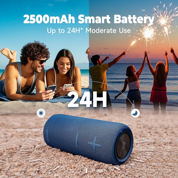 IPX7 Waterproof Bluetooth Speaker - 30W HD Sound, 8H Playtime, TWS Pairing, BT5.3, Portable for Pool/Beach/Shower, Blue Gift-CubbioJoy