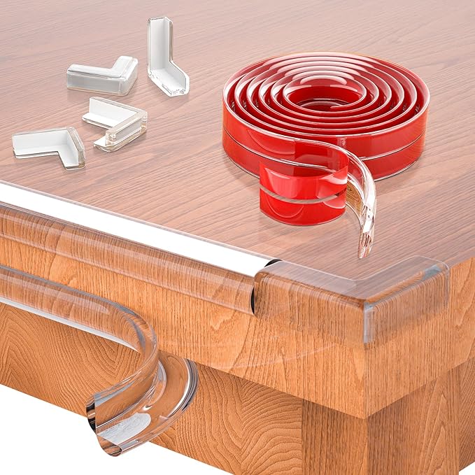 Clear Corner Protector 20ft(6M) with 4 Corners,Corner Protector Baby Proofing,Furniture Corner Guard & Edge Safety Bumpers, Soft Edge Protector with Upgraded Pre-Taped Strong Adhesive-CubbioJoy