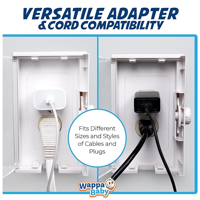 Clear Outlet Cover Box [Patented] Double Lock for Much Better Toddler Proofing, Easier Operation, Simple 3 Step Install with Included Screws. Provides Extra Space Inside for Plugs-CubbioJoy