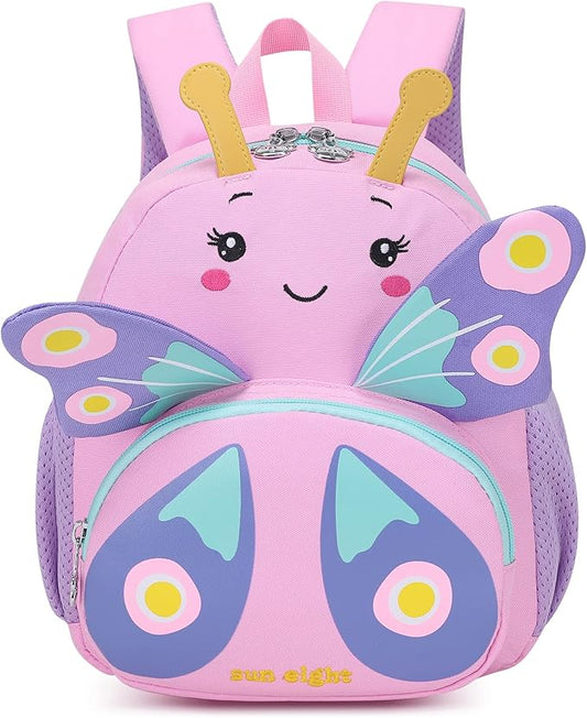 3D Butterfly Toddler Backpack - Cute Animal Cartoon Mini Travel Bag for Girls 1-3 Years,Waterproof Kids Preschool Backpack with Personalized Design (Butterfly Style)-CubbioJoy