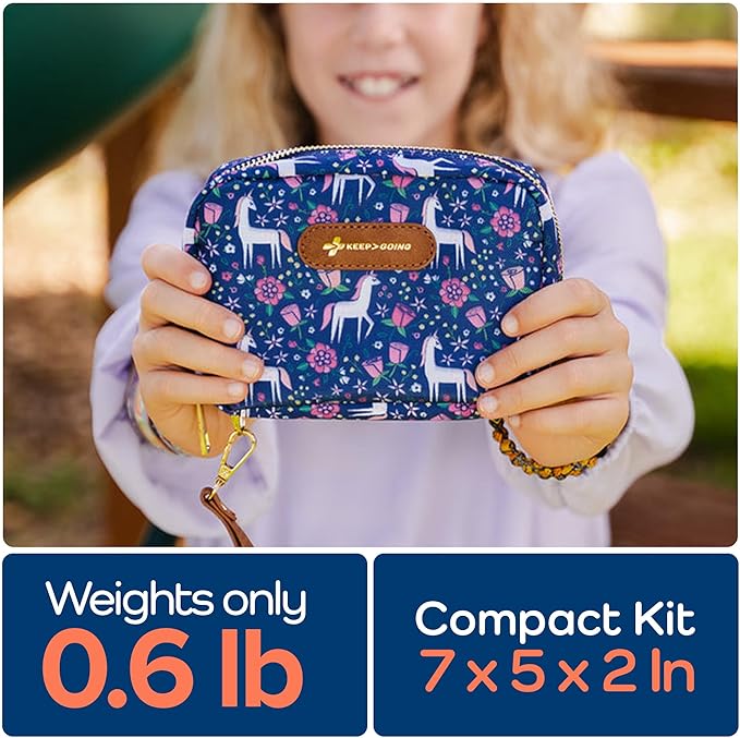 KeepGoing Travel First Aid Kit for Kids – 130 Pc. for Car, Home, Purse, Diaper Bag & Backpack with Latex-Free Bandages - Mini First Aid Kit Travel Size TSA-Approved-CubbioJoy