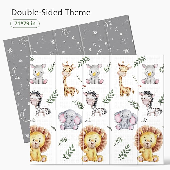 79 x 71 Foldable Large Play Mat for Babies, Non Toxic Foam Play Mat, Thick & Waterproof Baby Playmat for Floor, Anti-Slip Baby Playpen Mat for Toddlers-CubbioJoy