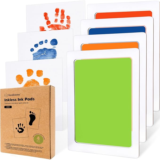 4-Pack Inkless Baby Hand and Footprint Kit - Mess Free Ink Pad for Newborn Keepsake, Dog Nose & Paw Print Kit, Clean Touch Ink Pad for Baby Hand & Footprints, Ideal New Mom Gifts (Fiesta, L)-CubbioJoy