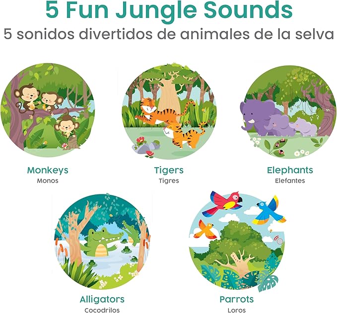 Binibi Spanish Books for Babies & Toddlers 1-3 La Selva Bilingual Sound Book with Jungle Animal Sounds | Bilingual Children's Book | Support Spanish Learning for Kids | Libro en español para bebés-CubbioJoy
