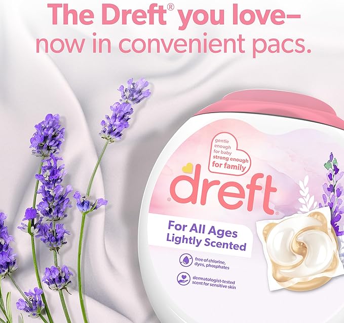 Dreft Laundry Detergent XL Pacs, Light Scent, Lavender, 18 Count-CubbioJoy