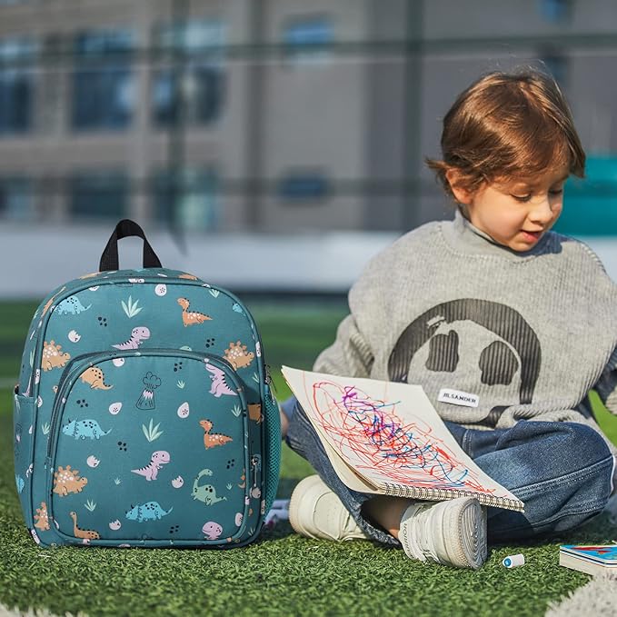 CLUCI Kids Backpack for Boys Girls Toddler Backpack for Preschool Kindergarten Child Cute Daycare Bookbag Travel Green Dinosaur-CubbioJoy