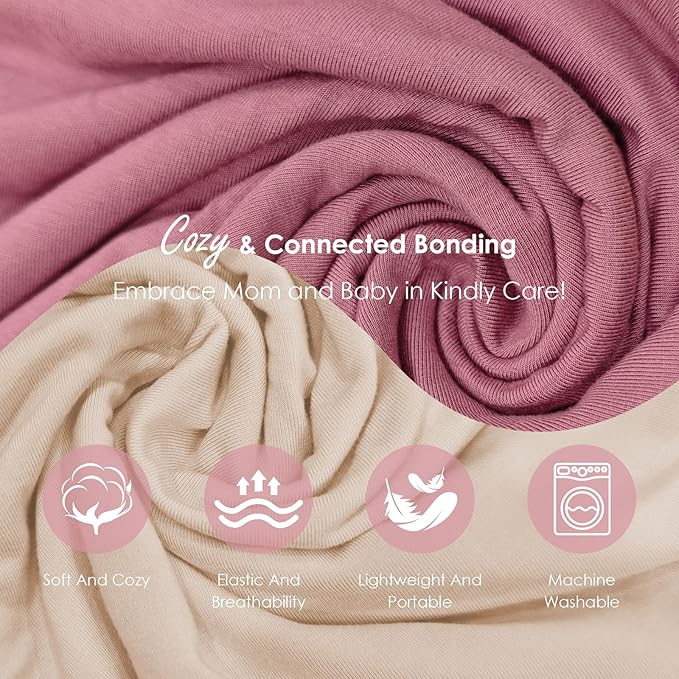 Baby Wrap Carrier, Lightweight Baby Wearing Wraps for Newborn and Infant, Soft Swaddle Holder Carrier, Cozy Baby Sling 7-35 lbs Cream+Pink-CubbioJoy