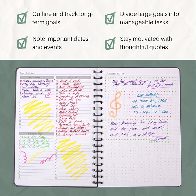 Undated Monthly Planner 2025-2026 - 18 Month Calendar Planner Book for School, Office and Home - Hardcover Blank Planners for Goals, Tasks and Dates - B5 Beige-CubbioJoy