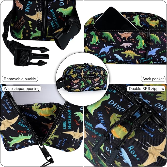 Cerbonny Freezable Cooler Bag for Work/School Travel - Mini Insulated Bag Fit For Yogurt, Suit for 3+(Black Dinosaur)-CubbioJoy