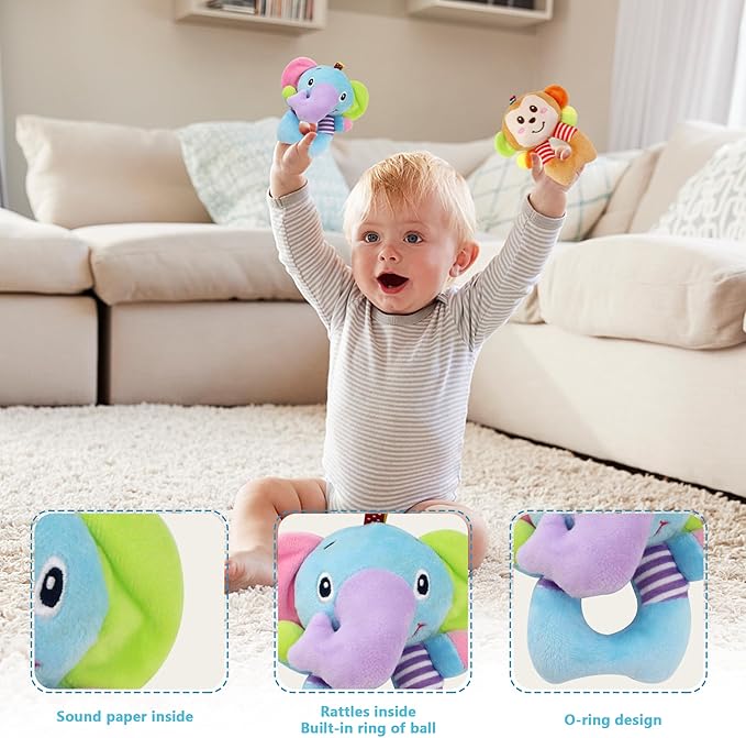 BLOOBLOOMAX Sock rattles for Babies 0-24 Months Baby Animal Foot Finder Educational Toys-CubbioJoy