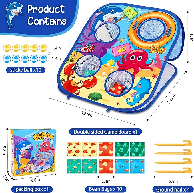 Animal Bean Bag Toss Game Toy Outdoor Toss Game, Family Party Party Supplies for Kids, Gift for Boys Birthday or Christmas for Toddlers Ages 3 4 5 6 Year Old-CubbioJoy