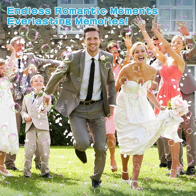 BOMOCO Bubble Gun,125 Holes Bubble Machine Bubbles for Kids Age 3-12,Bubble Blaster Gun with Bubble Solution Summer Outdoor Bubble Toys Birthday Wedding Halloween Party Favors Gifts Bubble Maker,Blue-CubbioJoy