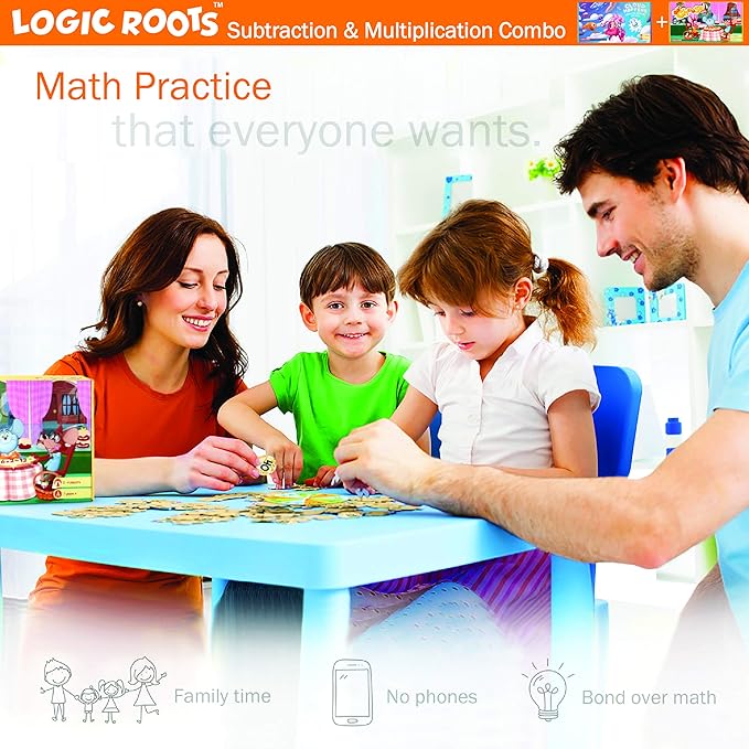 Addition and Subtraction Games - Pack of 2, Cloud Hoppers &Say Cheese Cafe, Math Board Games and STEM Toys for 5-9 Year Olds, Gift for Kids (Girls & Boys), Homeschoolers, Grade 1 & Up-CubbioJoy