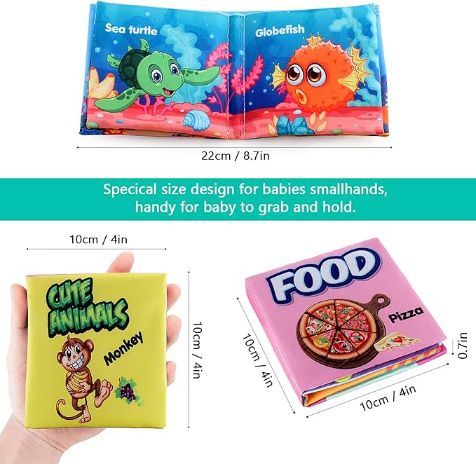 Baby Books, Soft Baby Book,Cloth Baby Books,Baby Books 0-6 Months, Cloth Baby Books,Infant Books,Soft Books for Babies,Best Baby Books, Pack of 6 Books for Baby,Size: 4x4 inch,Soft Baby Book-CubbioJoy