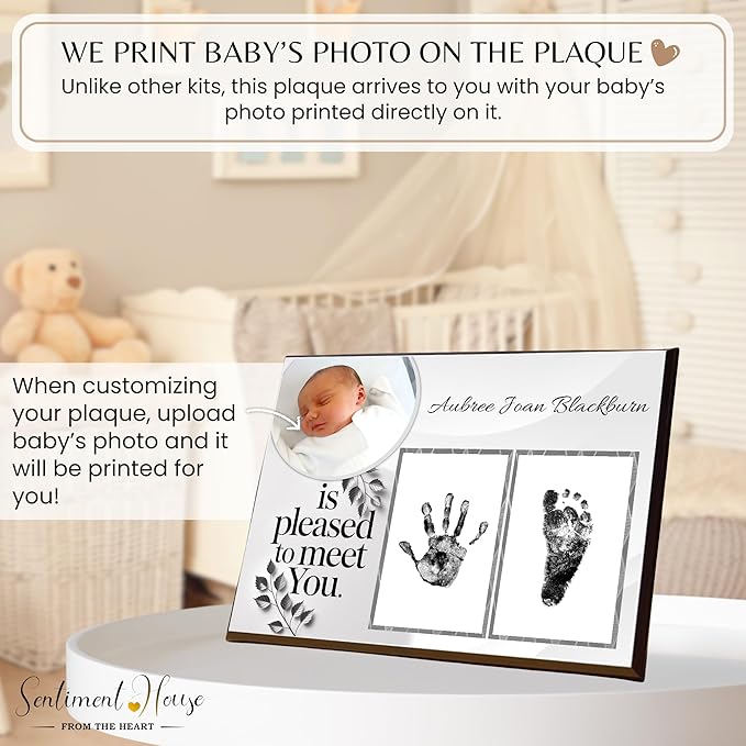 Inkless Hand and Footprint Kit, Baby Keepsake Plaque & Baby Shower Gifts - Ideal as Mom To Be Gift, Nursery Picture Frames, Clean Touch Hand and Footprint Kit (Style 1 - Design 5)-CubbioJoy