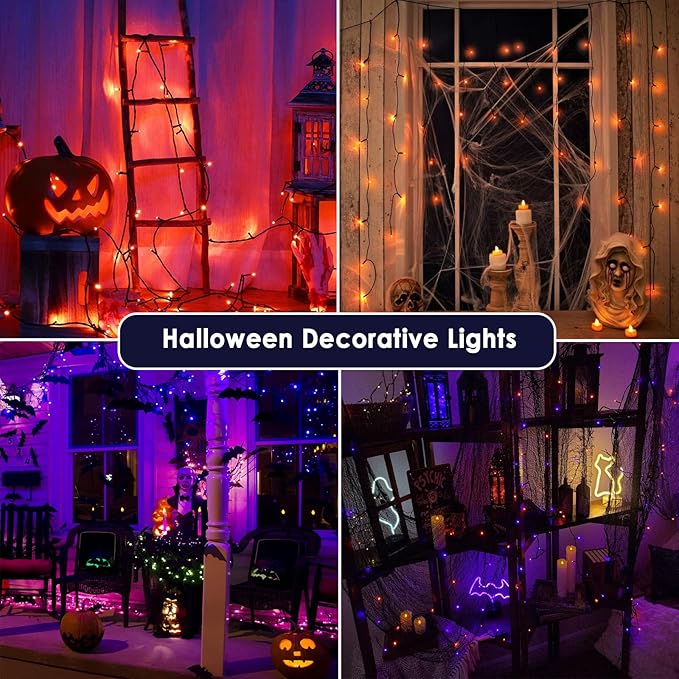 Albelt Smart Color Changing Halloween Lights, Christmas Decoration Lights with Remote & Timer, 66 FT 200 LED RGB Twinkle Fairy String Light Waterproof for Indoor Outdoor Fall Xmas Tree Decor-CubbioJoy