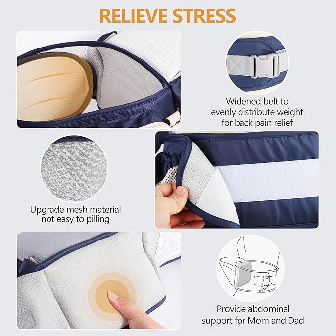 Baby Hip Seat Carrier, Ergonomic Waist Stool for Child Infant with Adjustable Strap Pocket Soft Base, Baby Hip Carrier for Newborns & Toddlers-CubbioJoy