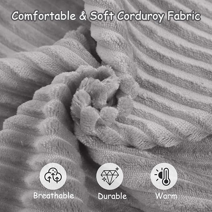 COMAX Kids Bean Bag Chair Turn into Beanbag Bed, Toddler Bean Chair Corduroy for Girl Boy Sleeping, Lazy Children Bean Bags with Filler, Convertible Child Floor Mattress, Light Grey-CubbioJoy