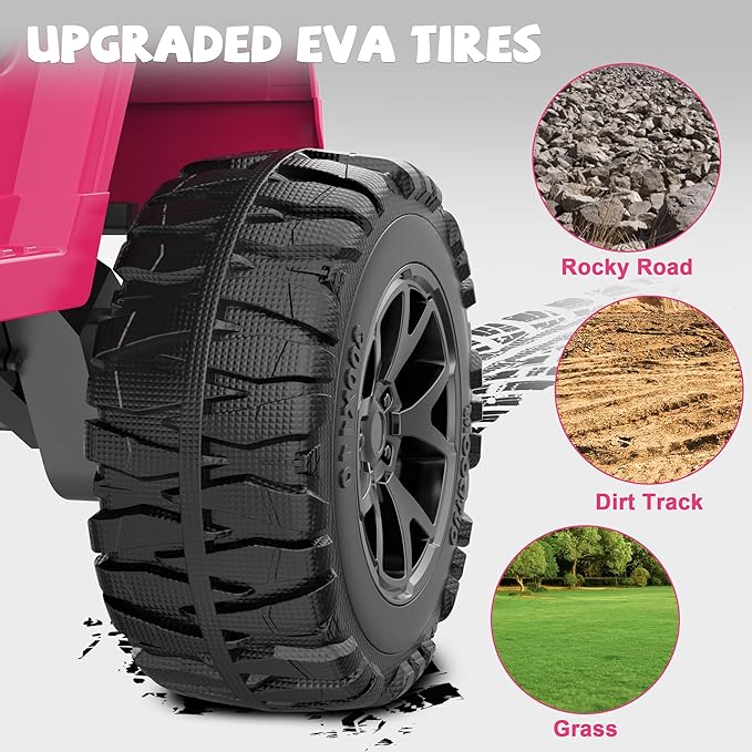 ANPABO 24V 2 Seater Ride On Car for Kids w/EVA Tires, 4X200W Motors, 4 Shock Absorbers, 2.4G Remote Control, Bluetooth Radio, LED Headlights & Searchlights, Electric Car for Kids Ages 3-8, Pink-CubbioJoy