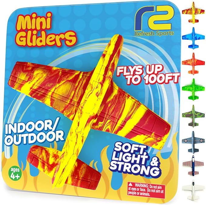 Airplane Toy Foam Glider Plane for Kids: Best Outdoor Toys for Boys & Girls All Ages. Easter Basket Stocking Stuffers Birthday Gift Ideas. Summer Yard Games Great Gifts for Age 4 5 6 7 8 9 Year Olds-CubbioJoy