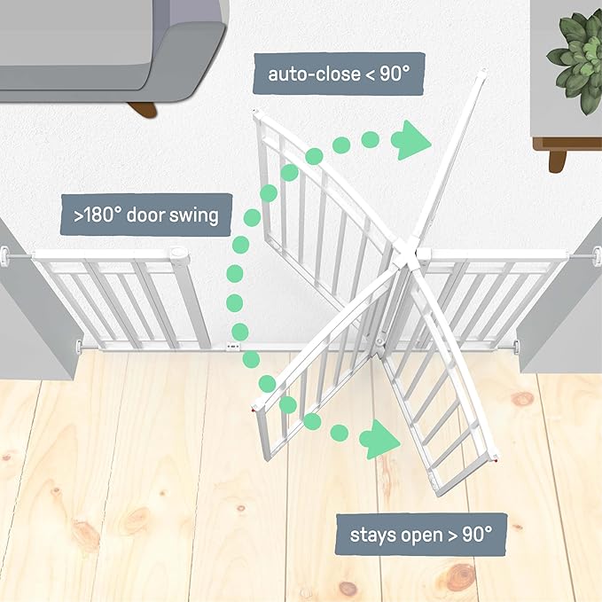 Ingenuity Decorative Extra Tall Baby Gate & Dog Gate, 28.5"-48" Wide, 36" Tall, Hardware or Pressure Mounted, Install on Top or Bottom of Stairs, Banister, or Doorway - White-CubbioJoy