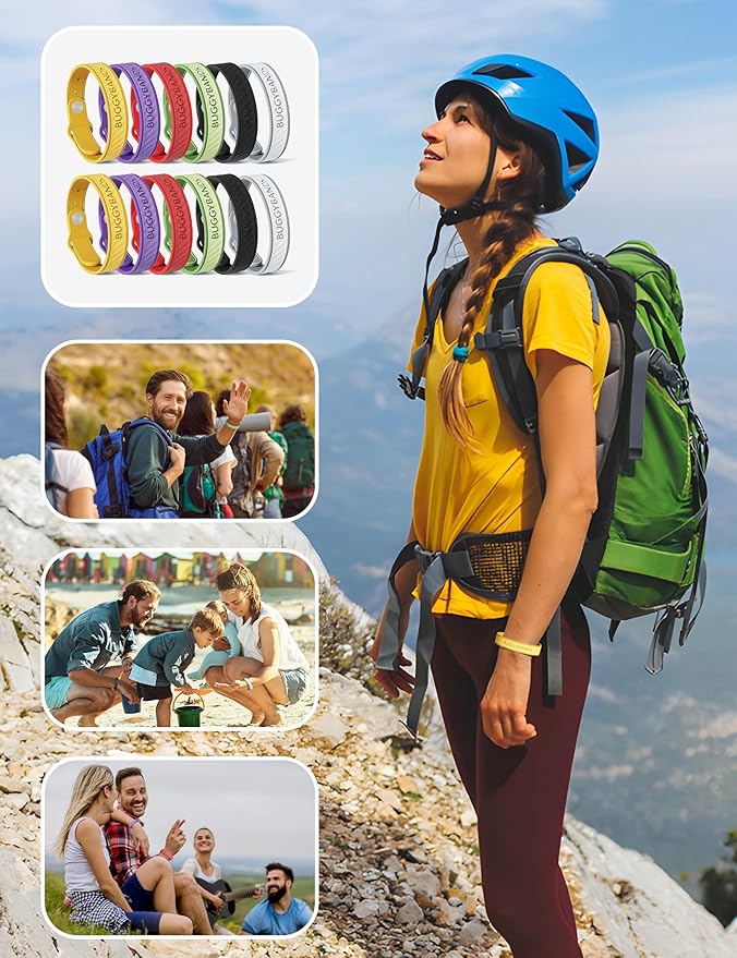 18 Pack Mosquito Repellent Bracelets, Silicone Mosquito Repellent Bands with DEET Free, Natural & Waterproof Bug Wristbands for Kids and Adults, Outdoor Traveling Protection-CubbioJoy