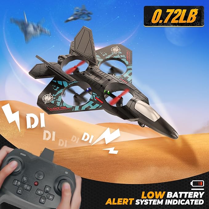 BEZGAR Drones for Kids | 2.4GHZ RC Plane, Remote Control Airplane, RC Helicopter, 360° Flip Fighter Jet Toy with Colorful LED Navigation Light Gray-CubbioJoy