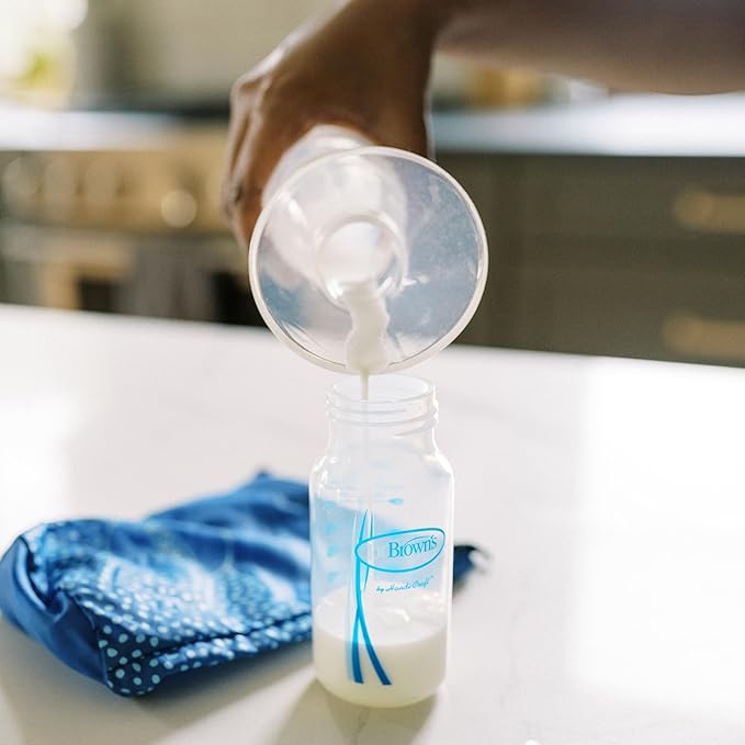 Dr. Brown's 100% Silicone One-Piece Breast Pump,Hands-Free Breast Milk Collector with Anti-Colic Options+ Baby Bottle (4 oz/120 mL),Level 1 Nipple,Travel Lid and Travel Bag-CubbioJoy