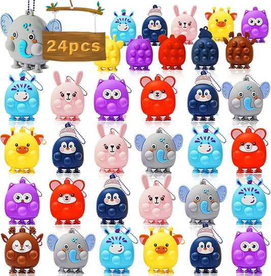 24 Pcs Party Favors for Kids, 3D Animal Pop Fidget Toys Bulk, Sensory Bath Suction Toys for Toddlers, Carnival Treasure Classroom Prizes Box Toys, Fidget Stocking Stuffers Birthday Party Gifts-CubbioJoy