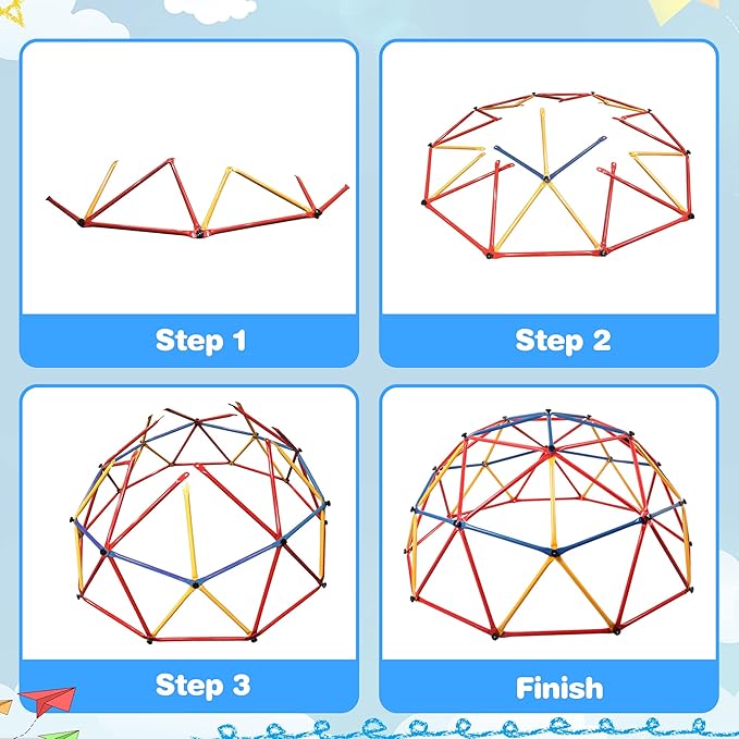 Climbing Dome, Outdoor Toddler Jungle Gym, 7 Ft Climbing Toys for Kids 3-8, Geometric Dome Climber Jungle Gym for Backyard, Outside Climb Dome for Kids Climber-CubbioJoy