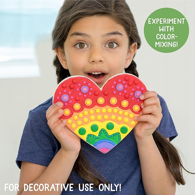Creative Roots Paint Your Own Stepping Stones Multipack with Butterfly, Unicorn, & Heart, 3 Ceramic Stepping Stones (7 Inch Each), 18 Acrylic Paints, 3 Paintbrushes, Ages 8+-CubbioJoy