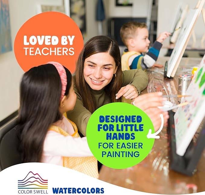 8-Color Watercolor Paint Set with Wooden Brushes – Washable & Non-Toxic, Ideal for Kids, Students, and Classroom Activities-CubbioJoy
